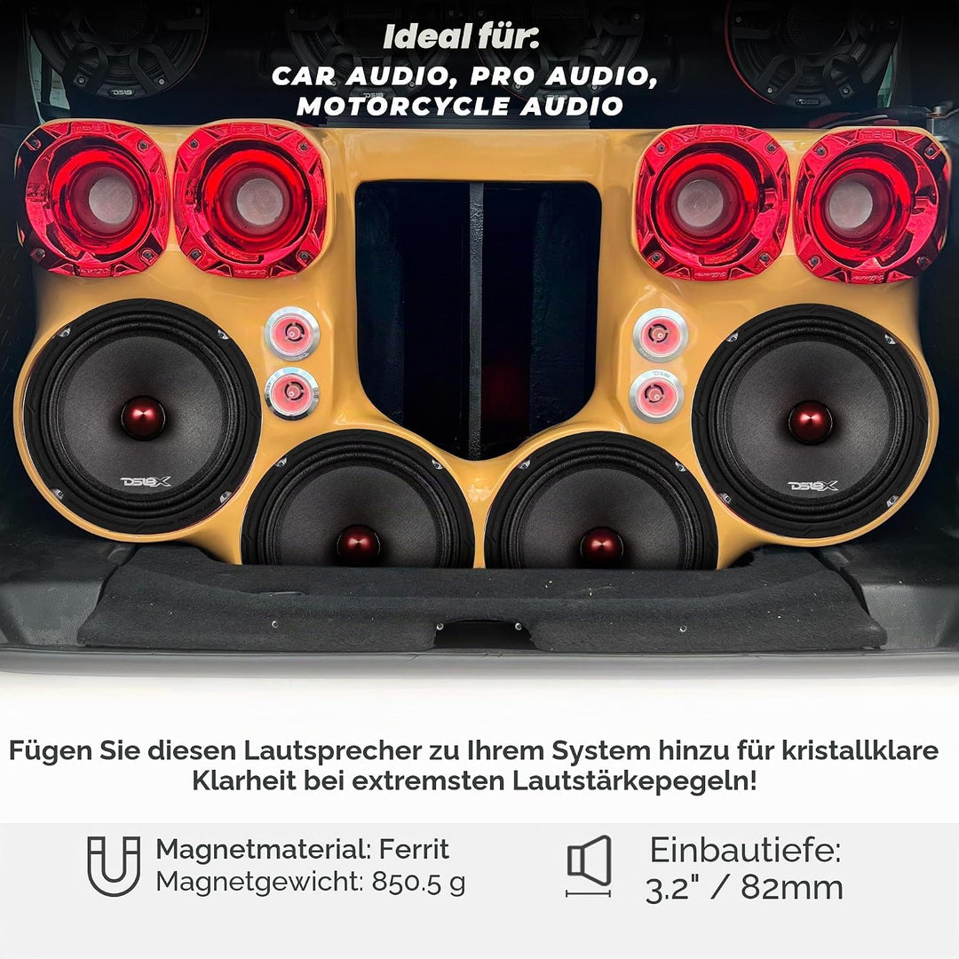 DS18 Car Midrange Speaker 8" Inch 600w Watt 8Ohm Bass Loudspeaker PRO-X8.4BM Bullet 4 Ohm 20,3 cm, B