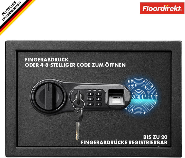 Floordirekt Tresor Catoca 30 x 38 x 30 cm Möbeltresor Safe mit Fingerabdruck Sensor - elektronisches