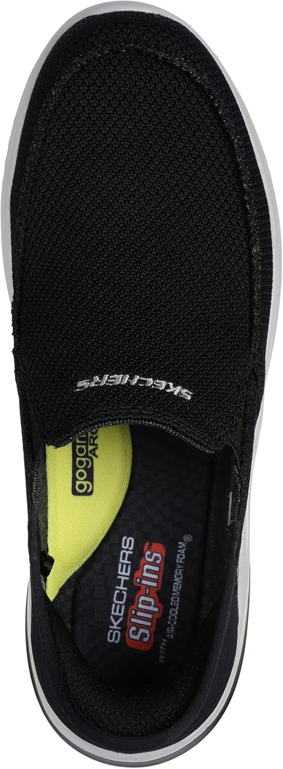 Skechers Herren Delson 3.0 Mooney Runde Zehenpartie, Bungee-Schnür-Slipper 39.5 EU Black Knit, 39.5