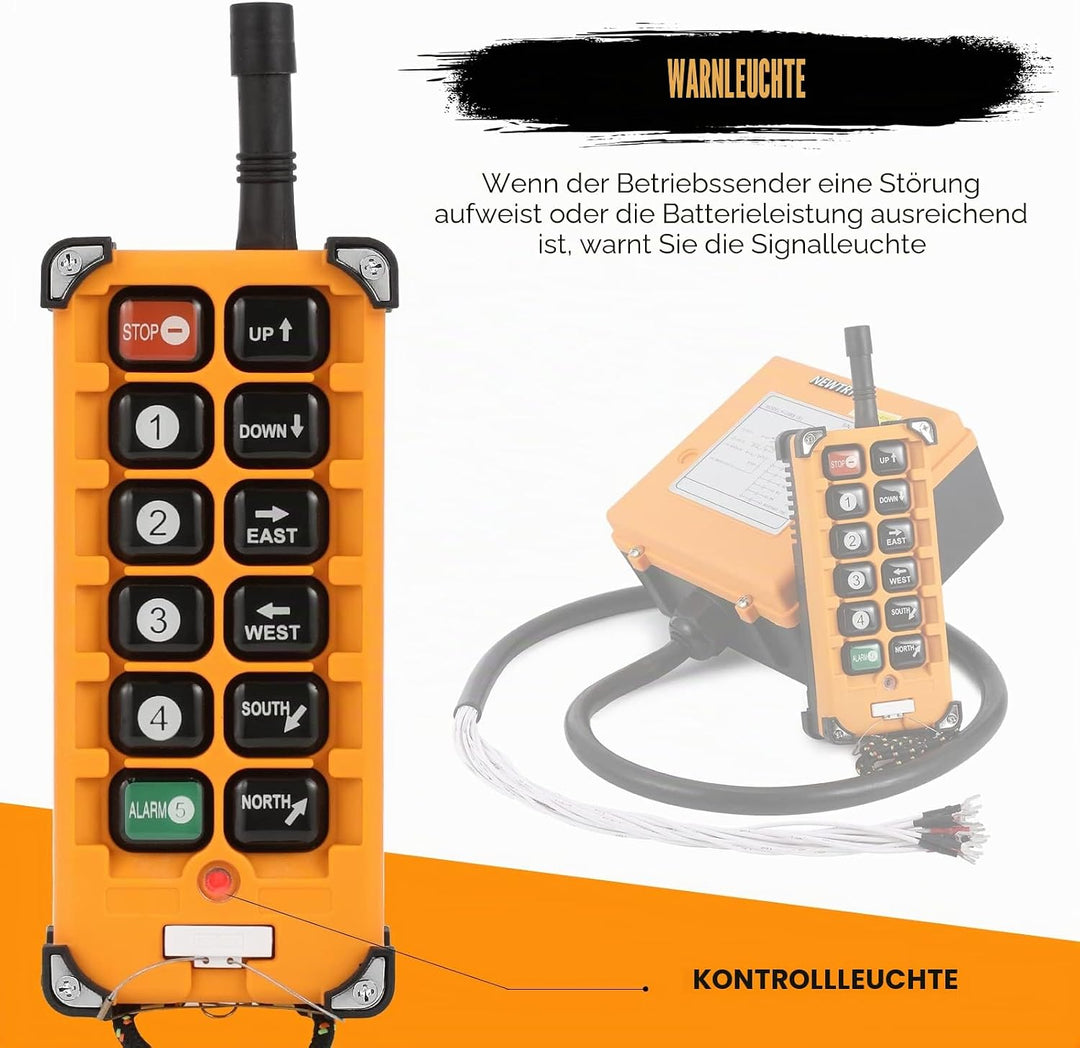 NEWTRY Drahtlose Kranfernbedienung Hohe Qualität Sender und Empfänger für Industriehebezeug, Laufkra