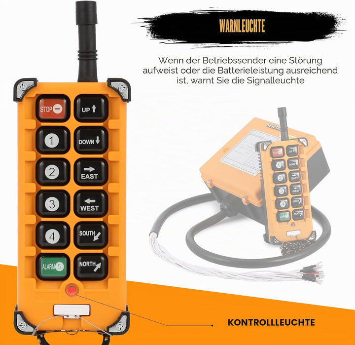 NEWTRY Drahtlose Kranfernbedienung Hohe Qualität Sender und Empfänger für Industriehebezeug, Laufkra