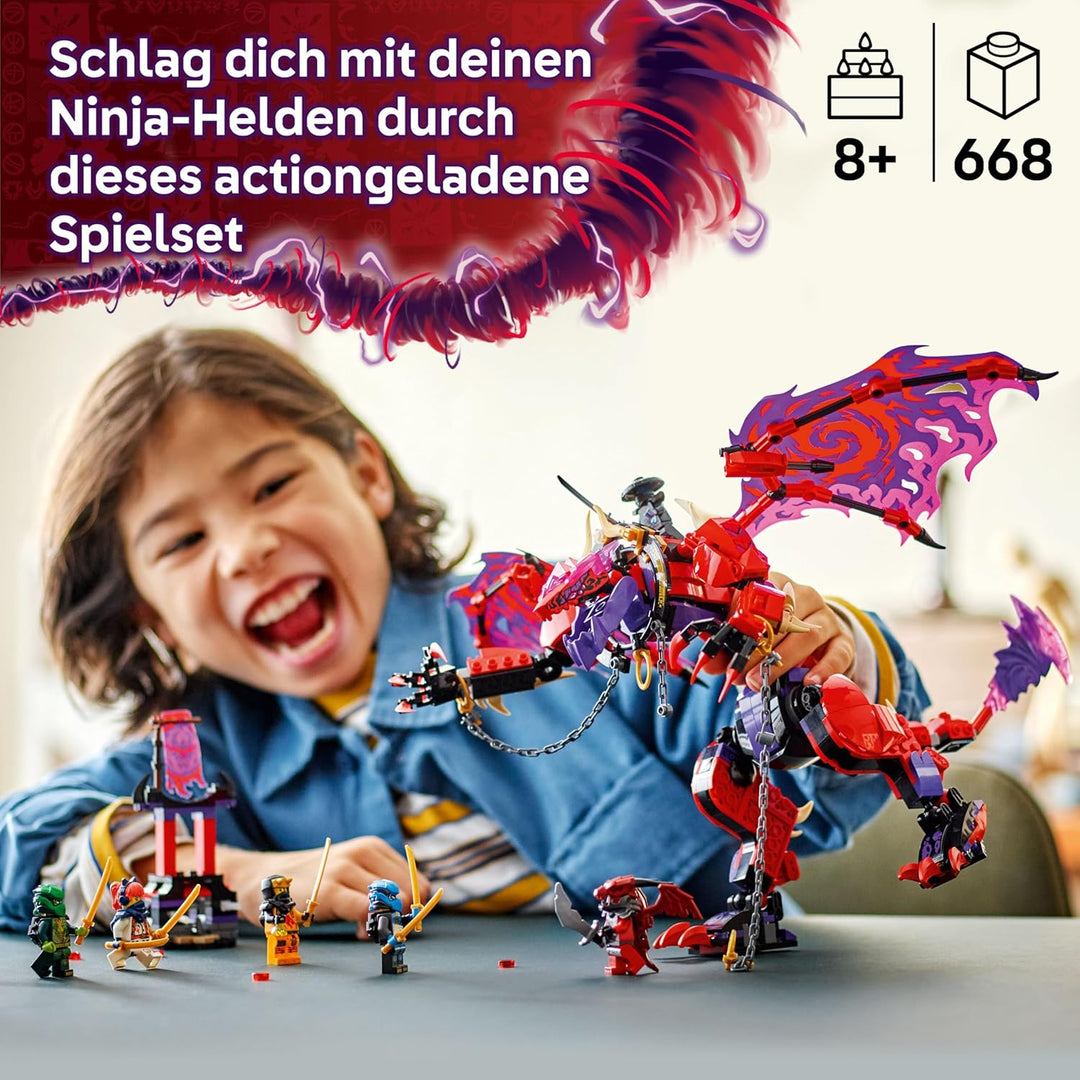 LEGO NINJAGO Chaosdrache Donnerzahn - Kinder Spielzeug - Bewegliche Actionfigur mit 6 Minifiguren (L