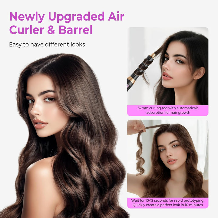 Neue Airstyler 5 in 1 Hairstyler Set, Ionen Föhnbürste mit 30mm Warmluft-Lockenstab | 1000W Haartroc
