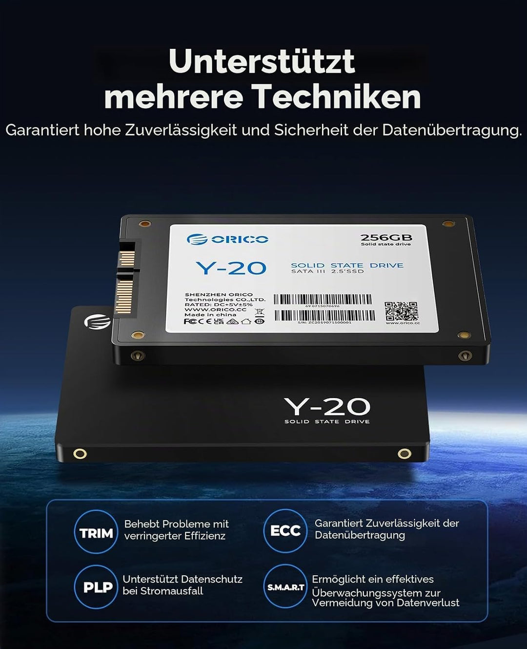 ORICO 256G SSD SATA III 6Gb/s, 2.5“ Interne Solid State Festplatte, bis zu 500MB/s, Kompatibel mit L