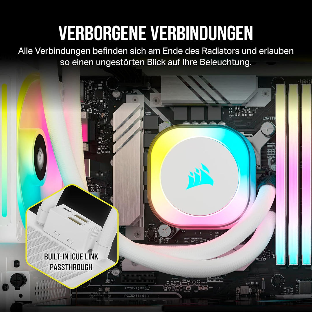 CORSAIR iCUE LINK H100i RGB Flüssig-CPU-Kühler - 240mm AIO - QX120 RGB-Lüfter - Passend Für Intel® L