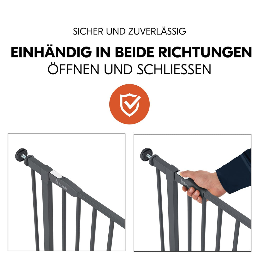 hauck Open N Stop 2, Dunkelgrau – Schutzgitter Treppe und Tür 75–80 cm – Kindersicheres Absperrgitte