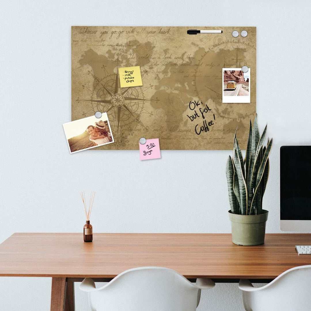 Navaris Magnettafel Magnetpinnwand Memoboard zum Beschriften - 60x40 cm Notiztafel div. Designs - Ta