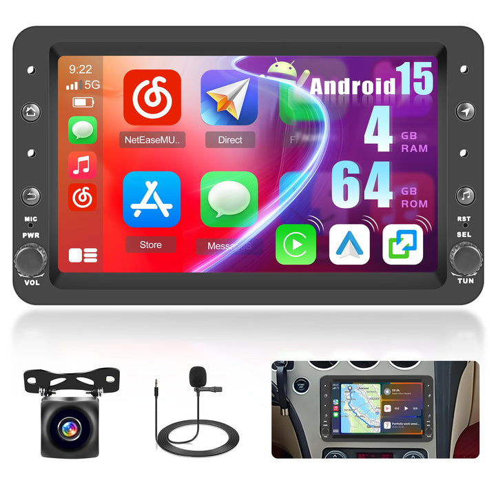 Hikity 4+64GB Autoradio Android 15 für Alfa Romeo 159 2004-2011 mit 7-Zoll-Touchscreen,Radio Auto mi
