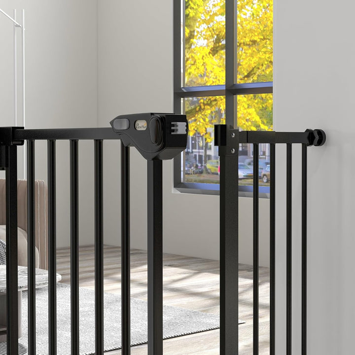 PawHut Türschutzgitter Treppenschutzgitter mit 14 cm Verlängerung Türgitter ohne Bohren mit Auto-Clo