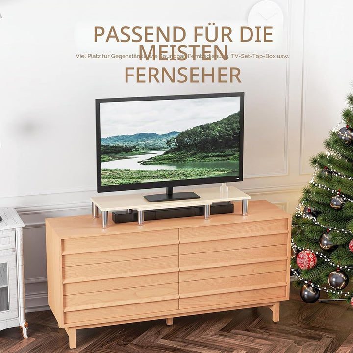 AX Waber Dual Monitor Riser - Einstellbare Länge & Winkel, Holzständer für 2 Monitore mit Stauraum W