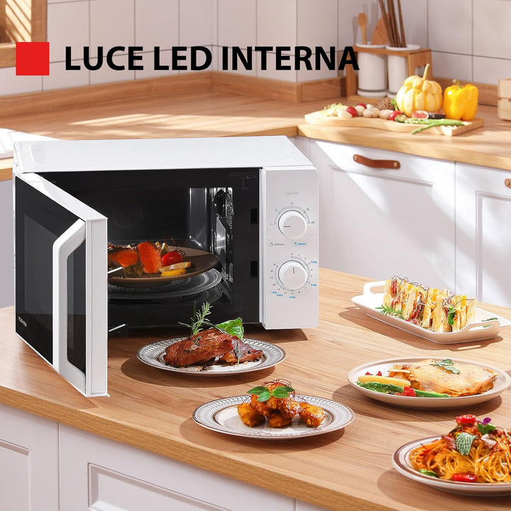 Toshiba MW2-MM20P(WH) Mikrowelle Standard, 20 Liter, 800 W, 5 Leistungsstufen mit praktischer Auftau