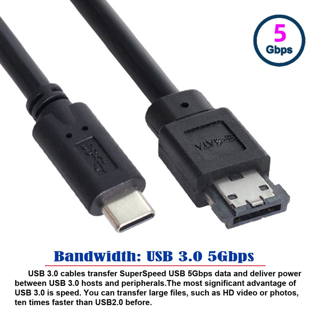 cablecc USB-C auf Power Over eSATA DC5V Adapter USB 3.0 auf HDD/SSD/ODD eSATAp Konverterkabel, USB-C