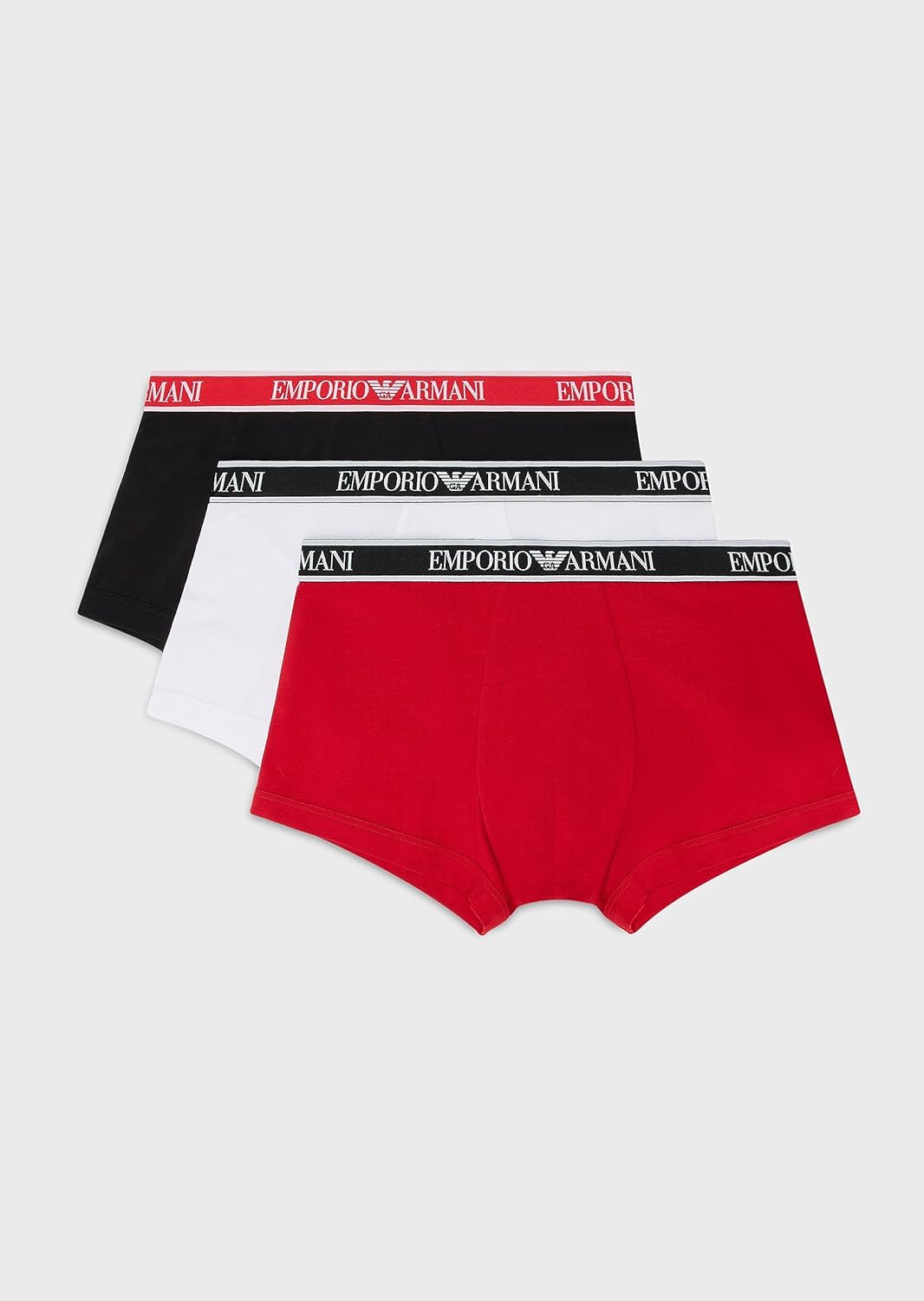 Emporio Armani Herren Trunks (3er Pack) XL White/Black/Red, XL White/Black/Red