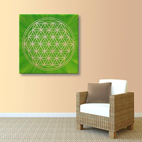 Wandbild Blume des Lebens in Gold "Erfrischung" - Grösse 50cmx50cm - HANDGEMALT - Acrylfarbe auf Lei