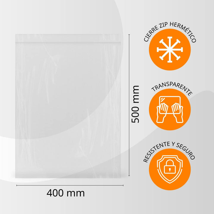 Transparente, hermetisch versiegelte Kunststoffbeutel, ideal zum Einfrieren von Lebensmitteln, zur A