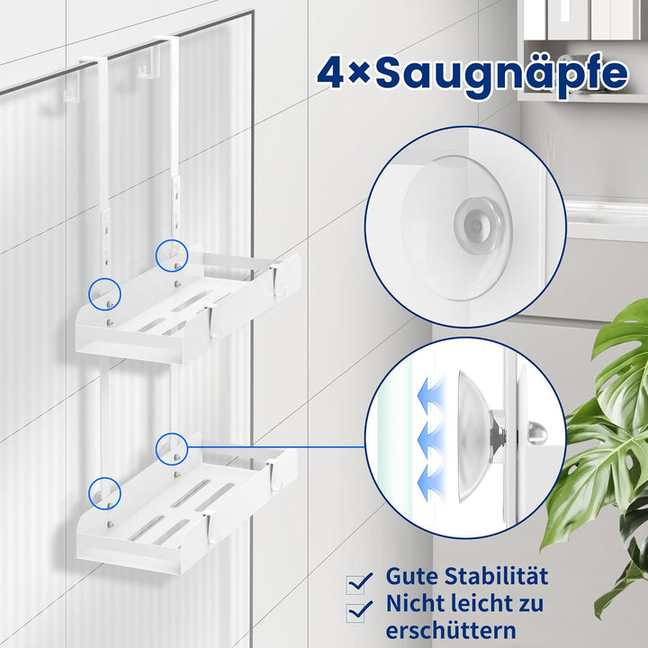 Duschregal Zum Hängen Weiss Duschablage Ohne Bohren Duschkorb Badezimmer Organizer Shampoo Halterung