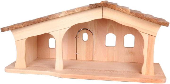 Holzspielzeug Peitz Weihnachtskrippe aus Holz | Krippenstall mit Stall und Hauptraum | Vielseitig al