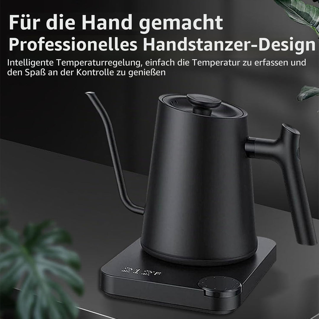 Wasserkocher mit Temperatureinstellung, 0.9L Schwarz Schwanenhals Wasserkocher 1200W Elektrischer Ed