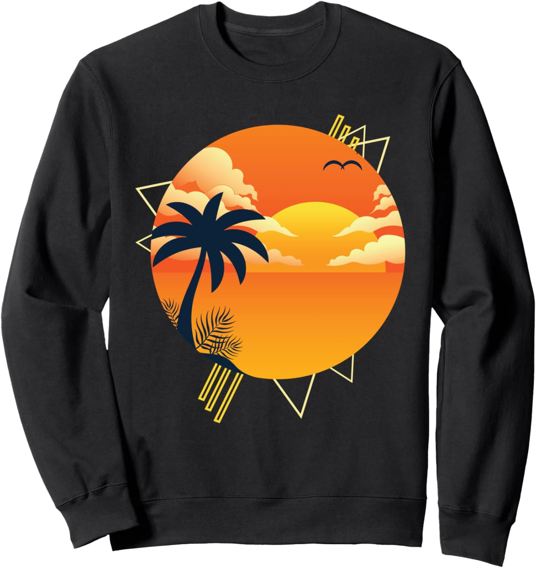 Retro 80er Kunst Aesthetic Palmen Sonnenuntergang Vaporwave Sweatshirt