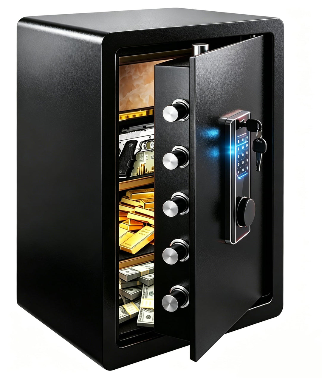 Elektronischer Tresor aus Stahl, 73L Safe Tresor für Zuhause, Hotelsafes, Möbeltresore - 60x32x38cm