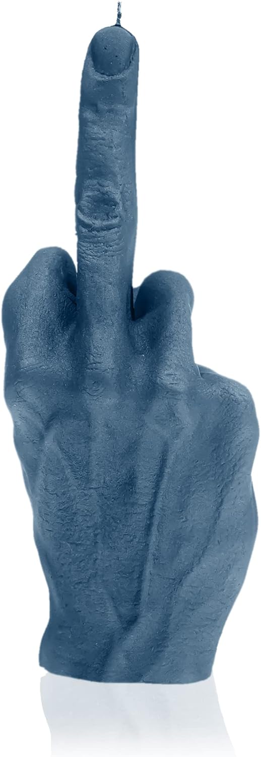 Candellana Kerze in Form eines Mittelfingers | FCK | Höhe: 20 cm | Jeans | Brennzeit 30h | Kerzengrö