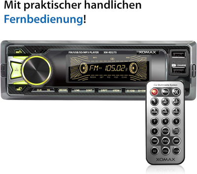 XOMAX XM-RD275 Autoradio mit DAB+ Tuner und Antenne I FM RDS I Bluetooth Freisprecheinrichtung I USB