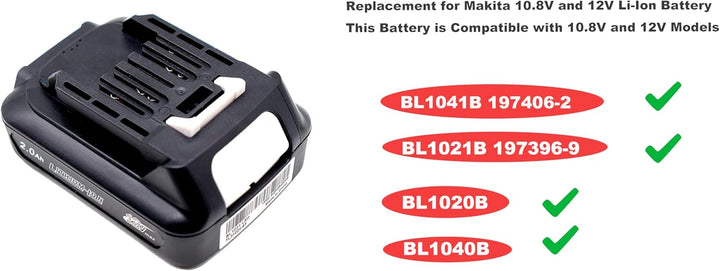 2pcs Ersetzen akku 12V 2000mAh BL1021B mit DC10WD Ladegerät für makita BL1041B 97339-1 197296-9 DF03