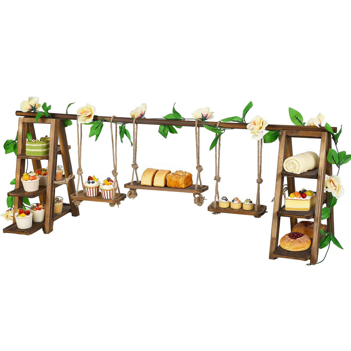 Cupcake-Ständer aus Holz,Etagere 3 Etagen mit 9 Tabletts aus Holz für Lebensmittel,Tortenständer 3 E