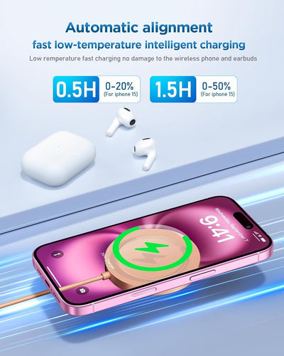 Mag-Safe Ladegerät Wireless Charger für iPhone: Magnet Ladestation Induktive kabellos Ladepad Kompat