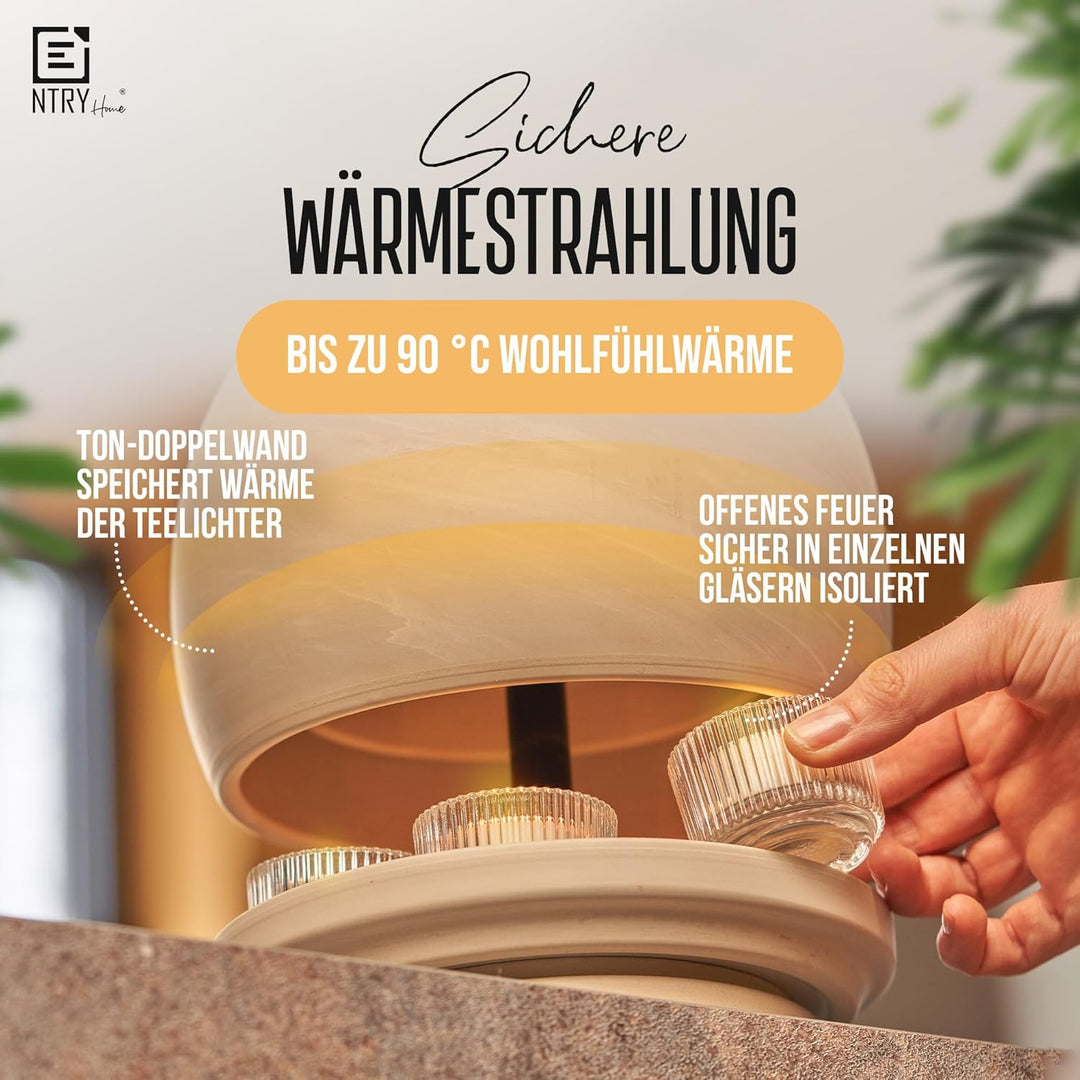 NTRY Home® CandleStove Teelichtofen - Stil Moon M Ø20 cm - Doppelwandig - Teelichtheizung - Kerzenof