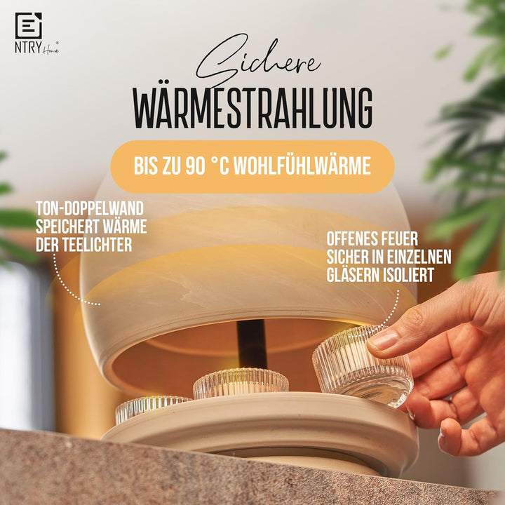 NTRY Home® CandleStove Teelichtofen - Stil Moon M Ø20 cm - Doppelwandig - Teelichtheizung - Kerzenof