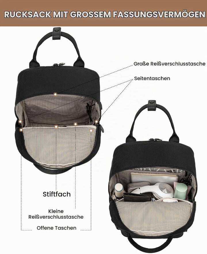 LOVEVOOK Schulrucksack Teenager Mädchen, Schultasche Arbeitstasche Herren Damen mit 17 Zoll Laptop-F