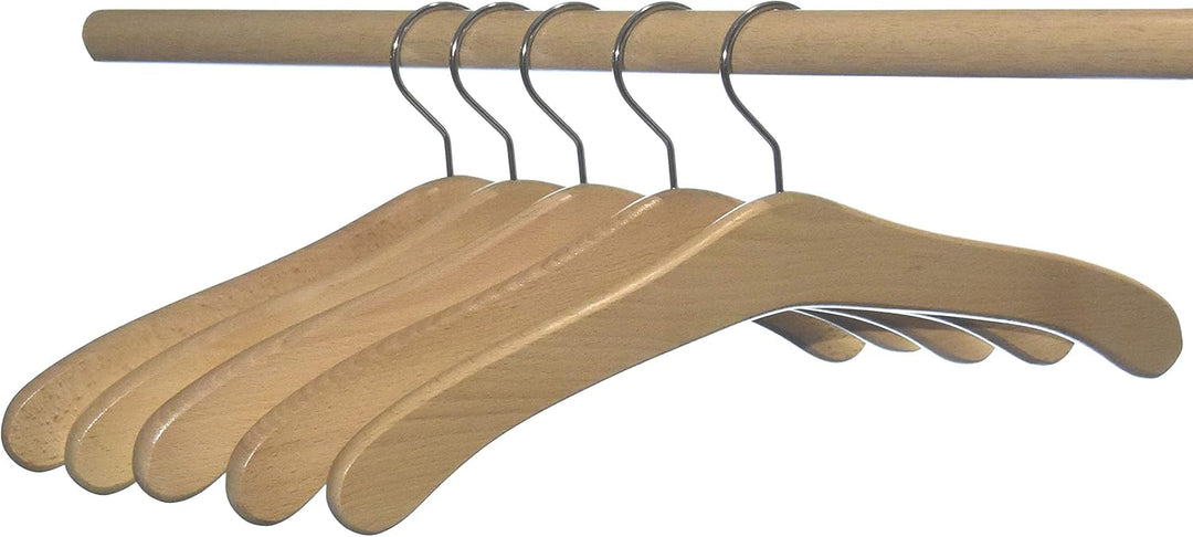 Kleiderbügel aus Holz 5 St. Garderobenbügel aus Buchenholz, Made in Austria (Natur lackiert), Natur