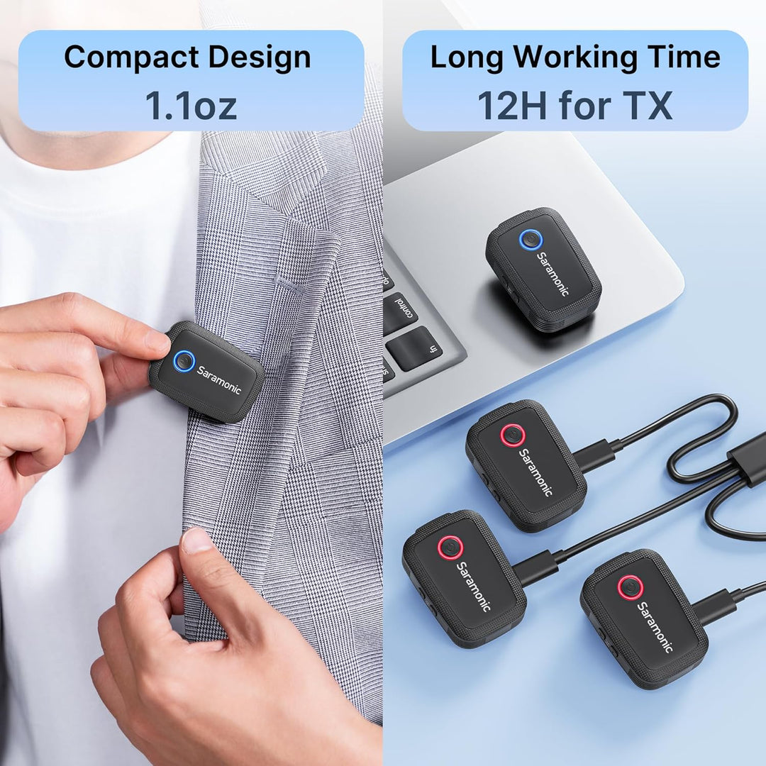 Saramonic Blink 500 T4 4 Personen Wireless Lavalier Mic System, 2,4 GHz, 100 m Reichweite, 4 Sender