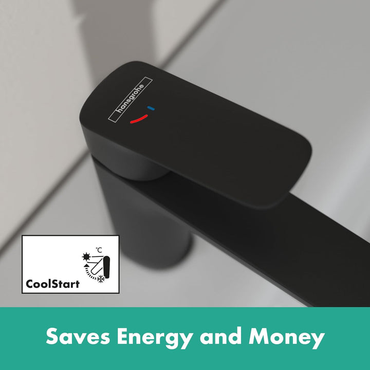hansgrohe Logis Fine - Waschtischarmatur ohne Ablauf, energiesparend (CoolStart), Wasserhahn Bad mit