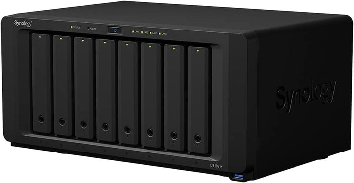 Synology DS1821+ 8-Bay Diskstation NAS (AMD Ryzen V1500B Quad-Core 2,2GHz 4GB DDR4 ECC SODIMM 4x1GbE
