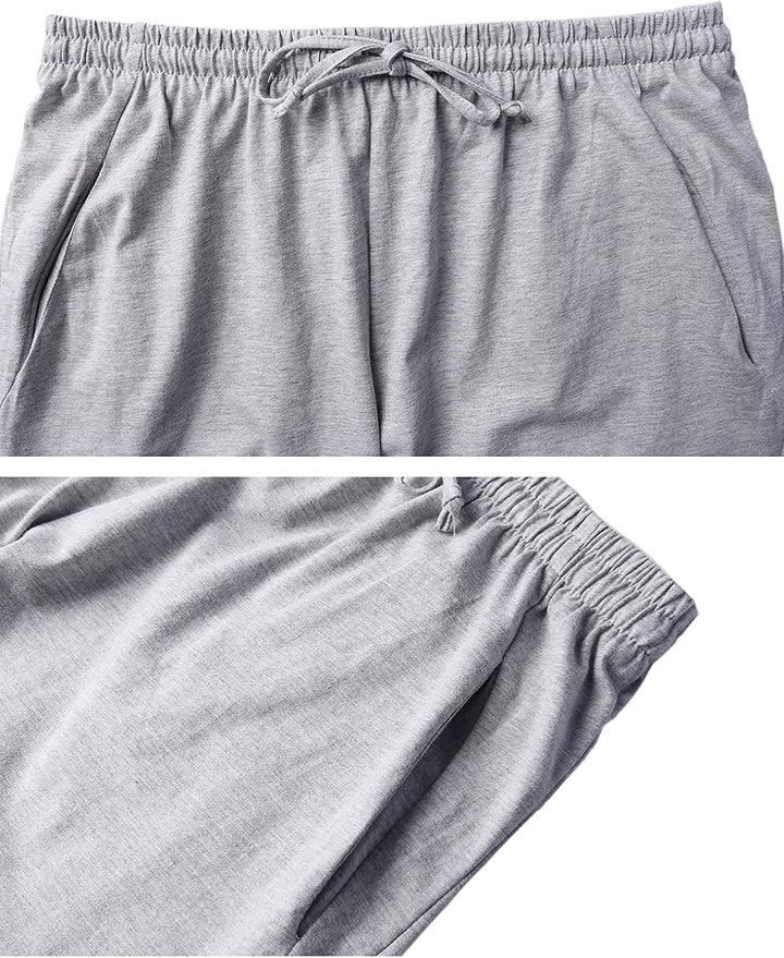 Irdcomps Herren Schlafanzughose Baumwolle Kurz Pyjamahose Schlafhose Schlafshorts Sommer Bermudahose
