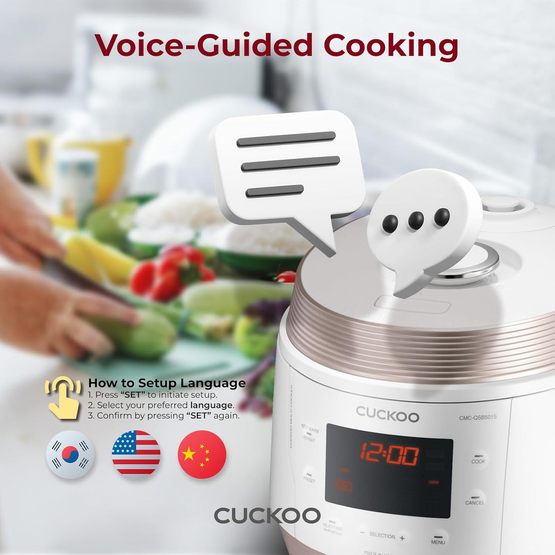 CUCKOO CMC-QSB501S ICOOK Q5 Premium Dampfdruck Multikocher 4750ml | 8in1 Multifunktionsgerät | Sprac