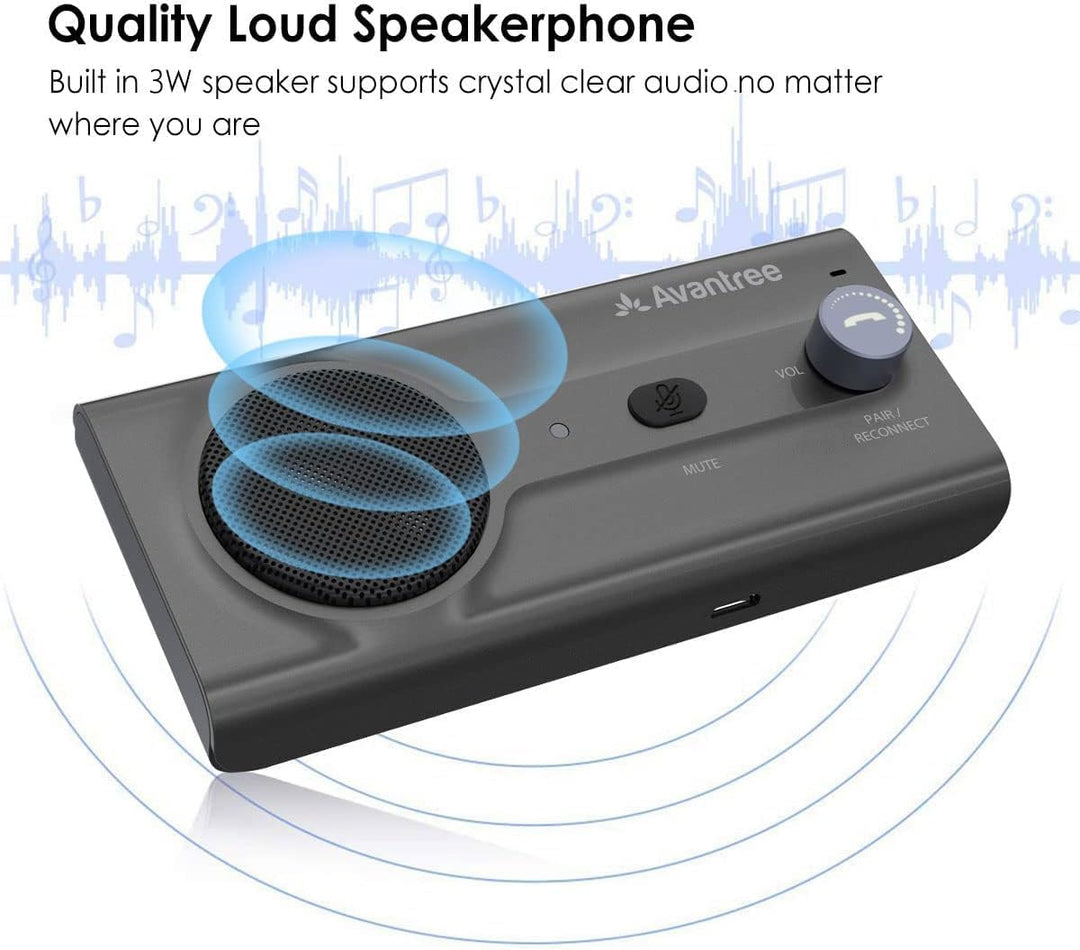 Avantree CK11 Kfz Bluetooth 5.0 Freisprecheinrichtung Freisprechanlage Car Kit für Sonnenblende, Lau