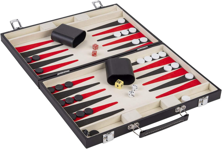 Engelhart - Schwarzes und weisses rotes Backgammon 36 cm - 250505