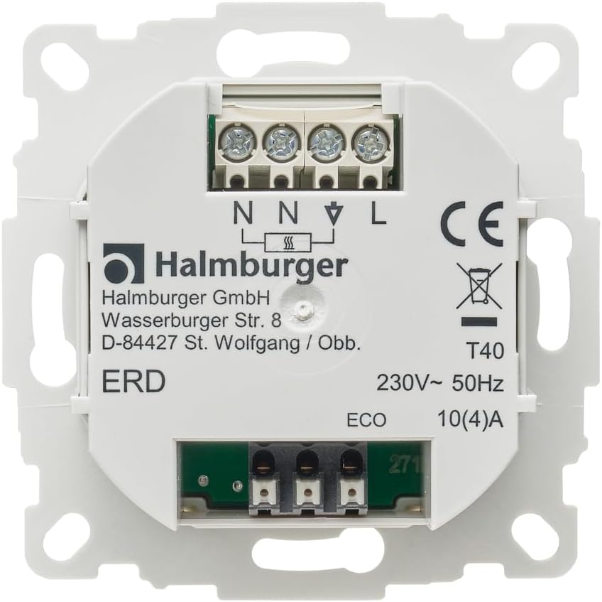 Halmburger digital Raumthermostat ERD55rg, grosses Display inkl. Busch Jäger Balance SI 1-Fach Rahme