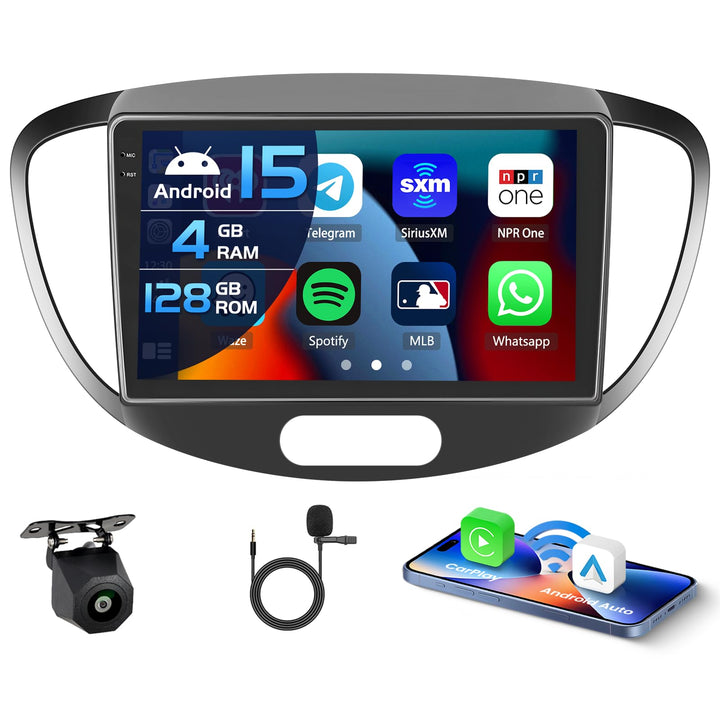 Inefala 4+128G Autoradio für Hyundai i10 2007-2013 Android 15 mit 9'' In-Cell Bildschirm Unterstützu