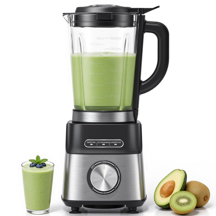 AMZCHEF Standmixer Gas Smoothie Maker mit Glasbehälter & 6-Klingen-System – Hochleistungs-Mixer 1200