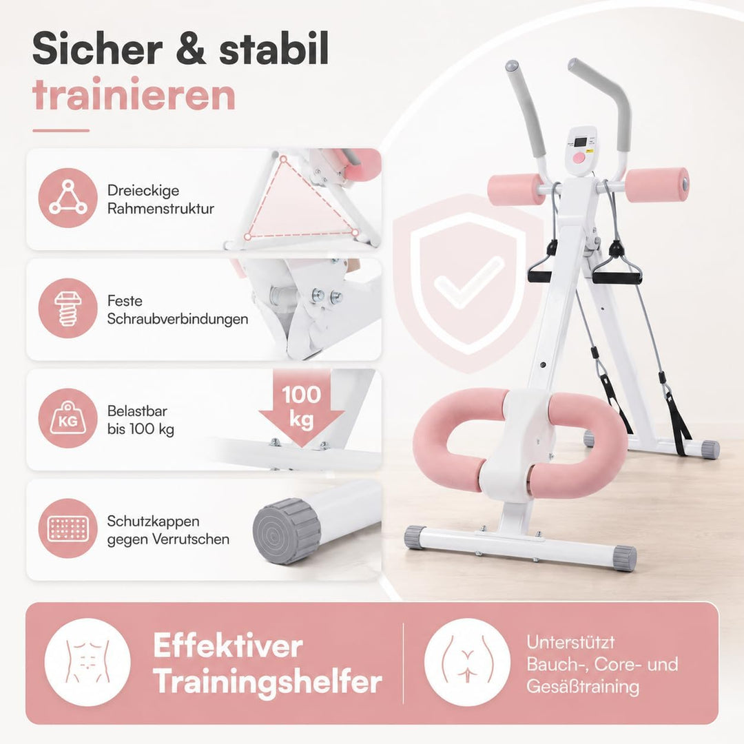 Bauchtrainer für Zuhause, Bauchmuskeltrainer Abdominalmaschine, Klappbar Bauchmuskeltraining Multifu