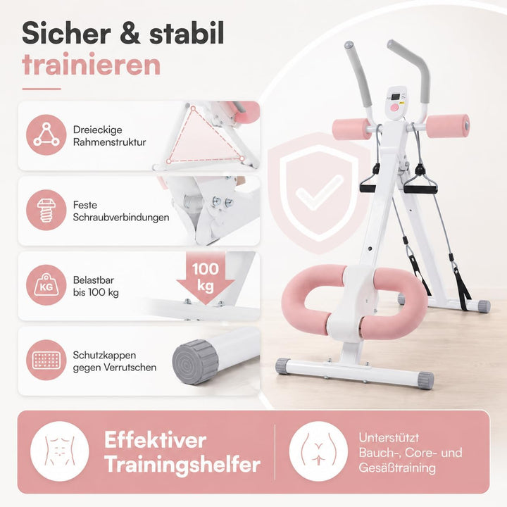 Bauchtrainer für Zuhause, Bauchmuskeltrainer Abdominalmaschine, Klappbar Bauchmuskeltraining Multifu