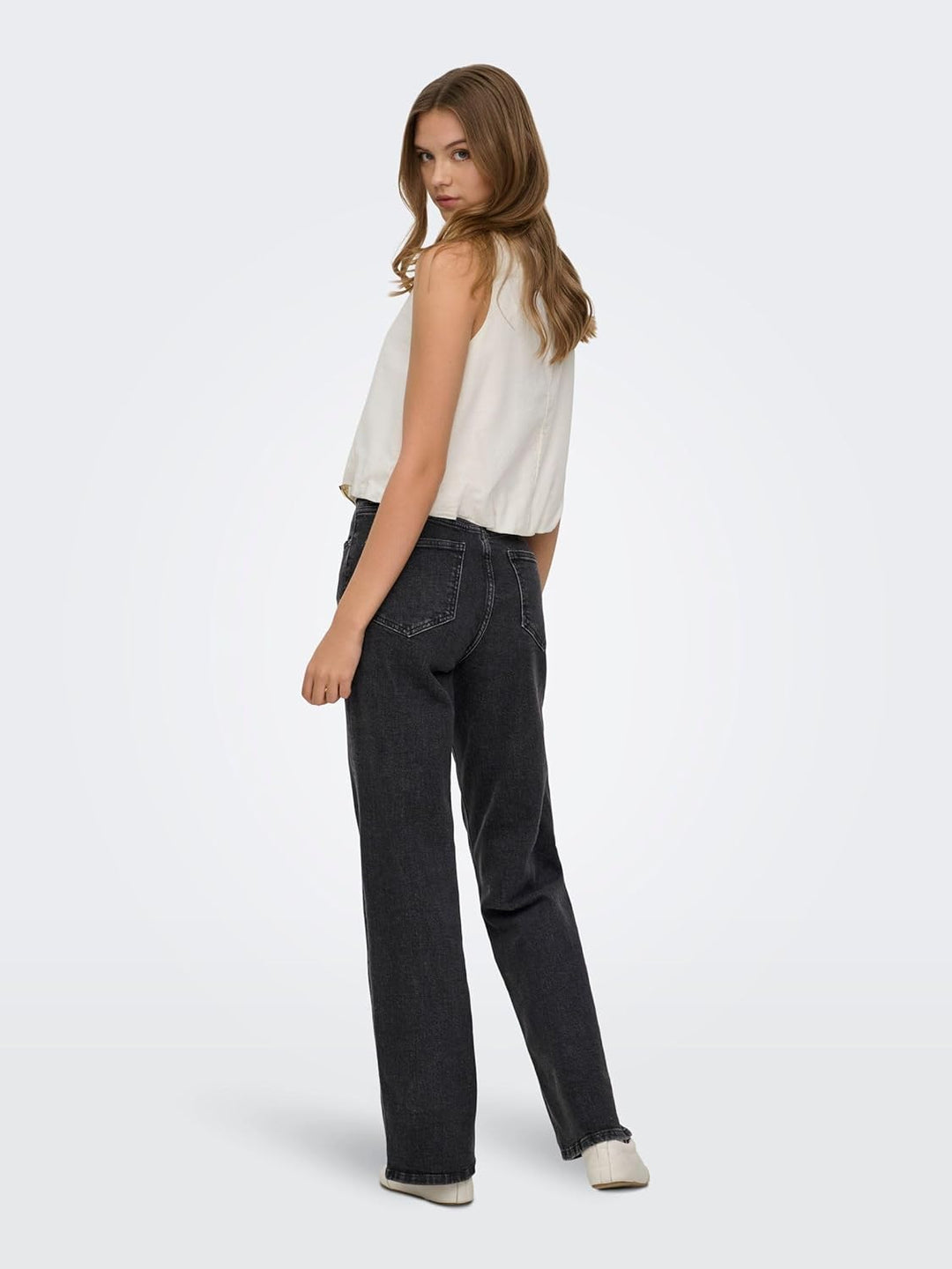 ONLY Female Jeans mit weitem Bein ONLJUICY Hohe Taille Weiter Beinschnitt Jeans 25W / 30L Black Deni