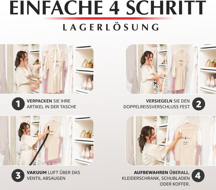 GENIE SPACE Hängende Vakuumbeutel - 2er Pack, Extra lang 145x70cm | platzsparender Garderoben Vakuum