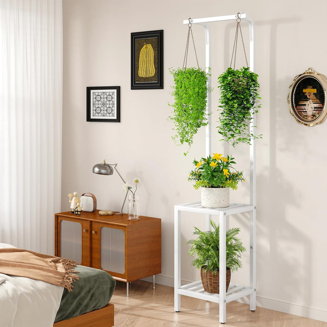 IBUYKE 170cm Hoch Pflanzenständer für Innen Aussen, 3 Etagen Metall Hängendes Blumenregal für Mehrer