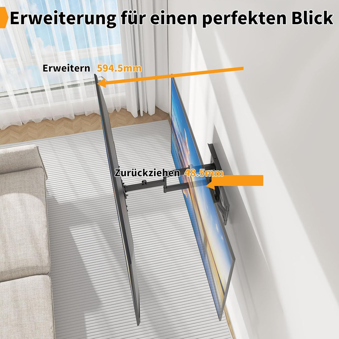 TV Wandhalter, Full Motion TV Halterung für 23-55 Zoll Flachfernseher bis 45 Kg, Wandhalter TV Halte