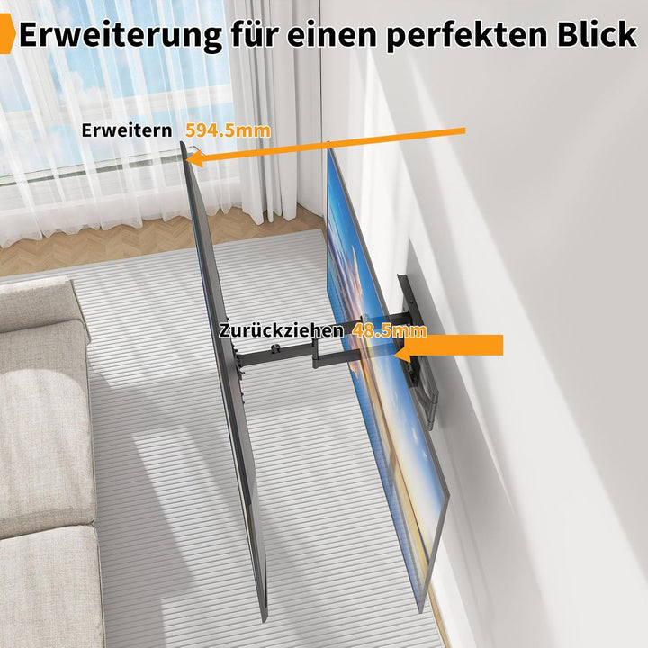 TV Wandhalter, Full Motion TV Halterung für 23-55 Zoll Flachfernseher bis 45 Kg, Wandhalter TV Halte